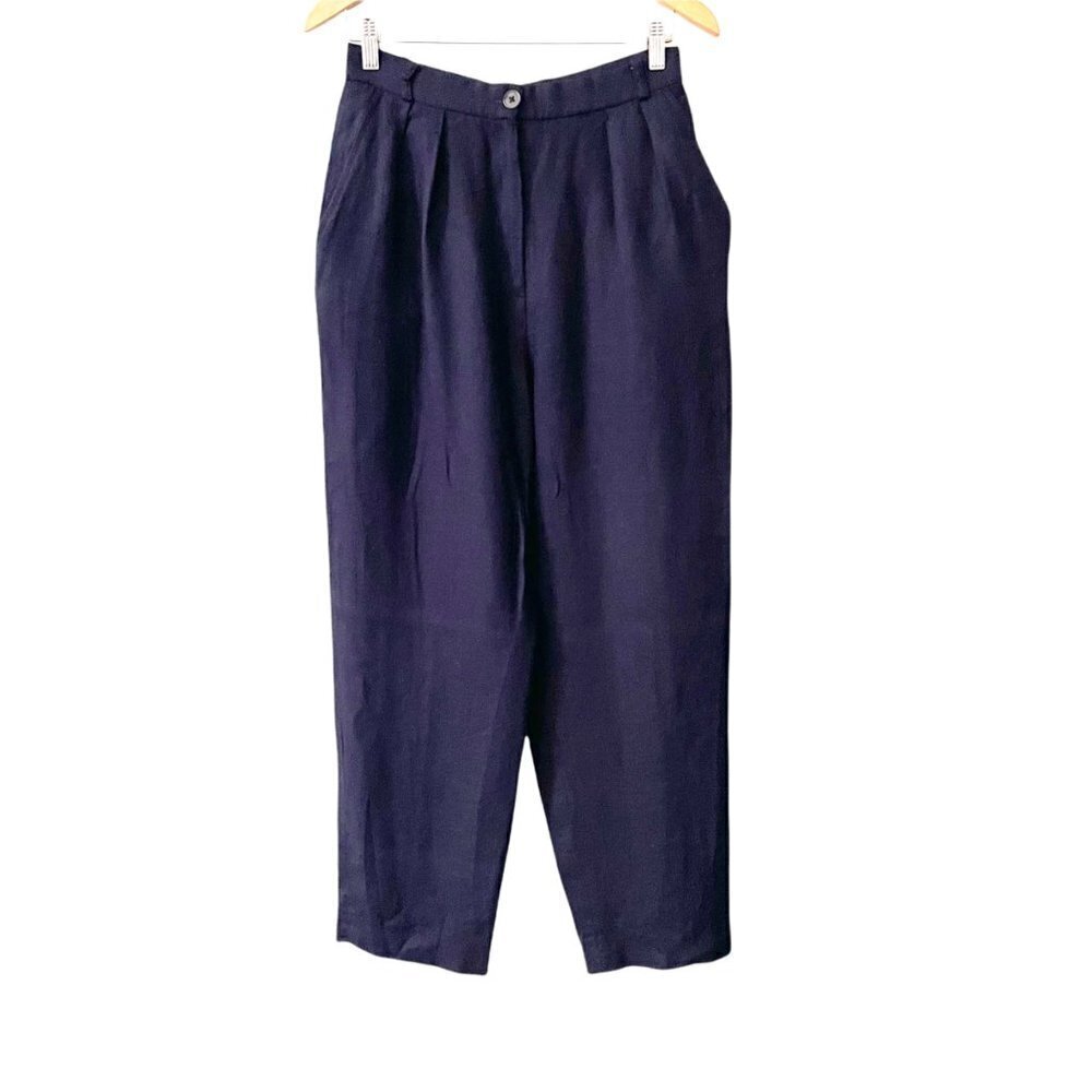 Vintage Evan-Picone Navy High Waisted Pleated Dress Pants Women's Size 12*